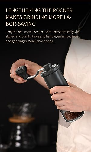 Moulin à Café Manuel – Broyeur Conique Réglable 40 Niveaux – Capacité 30 G – Acier Inox – Pour Expresso, Voyage, Camping – Noir - 3